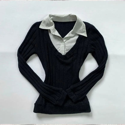 NEW Fall Winter Sweater Casual Slim Fit Chic Solid Color Ribbon Decoration One-shoulder Pullover Y2K Harajuku Womens Streetwear