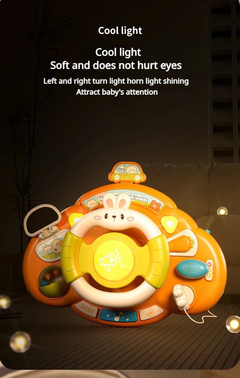 Baby Toy Electric Children's Steering Wheel Simulated Driving Car Steering Wheel LED Vocal Educate Toys Halloween Christmas Gift