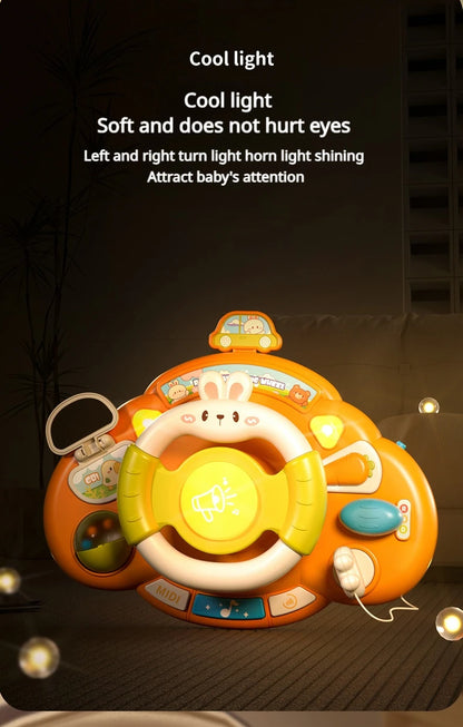 Baby Toy Electric Children's Steering Wheel Simulated Driving Car Steering Wheel LED Vocal Educate Toys Halloween Christmas Gift