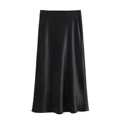 Foridol Autumn Winter Burgundy Satin Skirt Women Party Silk Skirt High Waist Straight Long Faldas Mujer Christmas Skirt