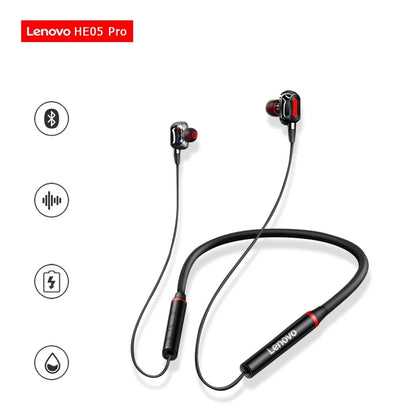 Original Lenovo HE05 Pro TWS Wireless Earphone Bluetooth 5.0 Sports Noise Canceling Neckband Headphones Waterproof Microphone