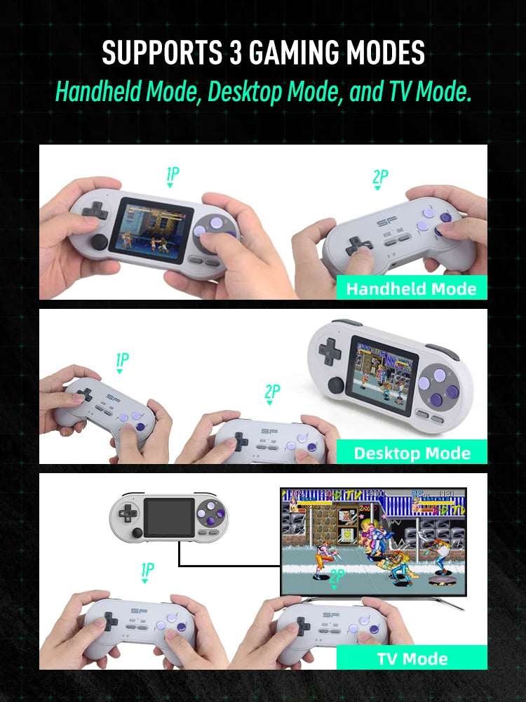 DATA FROG SF2000 Portable Handheld Game Console 3 inch Retro Game Consoles Built-in 6000 Games Classic Mini Video Games for Kids