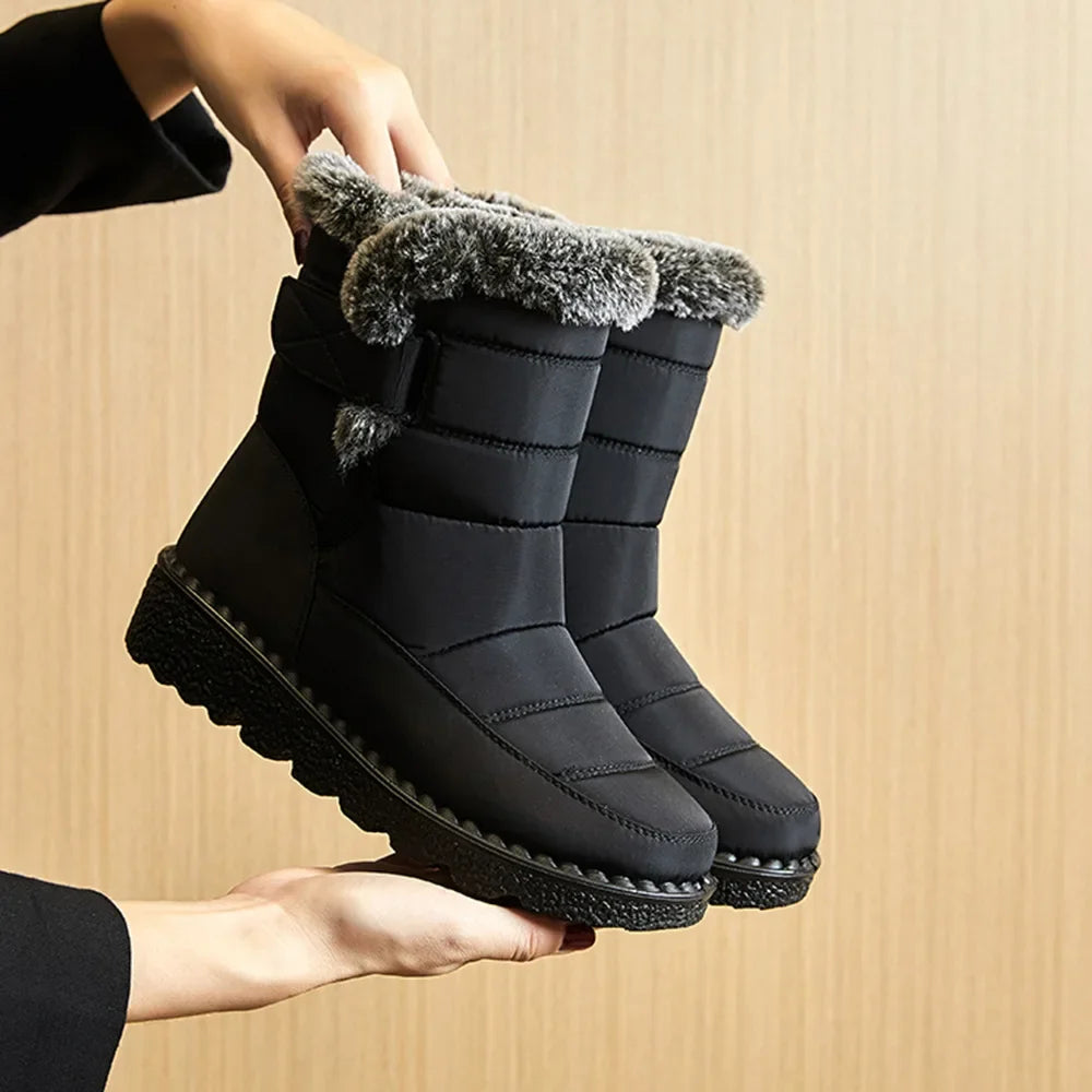 Waterproof Winter Boots for Women 2025 New Faux Fur Long Plush Snow Boots Woman Platform Shoes Warm Cotton Couples Ankle Boots