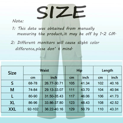 Ladies' Street Fashion Multi Pocket Cargo Pants Summer Solid Color Straight Leg Pants High Waist Slimming Loose Fit Cargo Pants