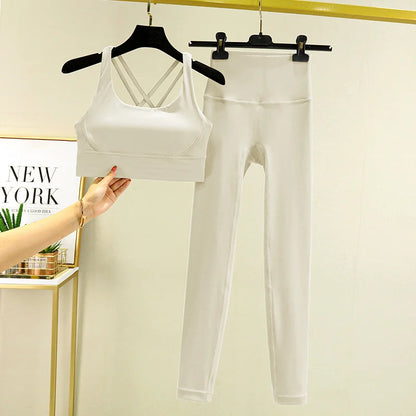 TRY TO BN Women's Tracksuit Yoga Sets Fitness Leggings Sports Bra Naked Sportwear Breathable Workout Two Pieces Suit Gym Clothes