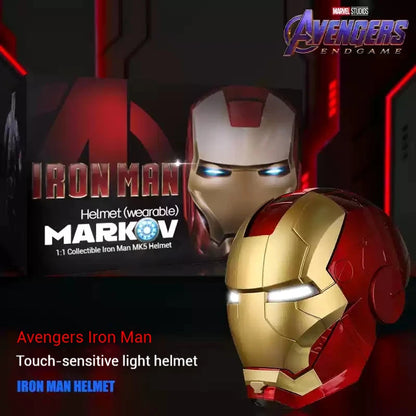 Iron Man 1/1 Cosplay Helmet Mk5 Electric Voice Control Helmet Led Eyes Metal Mask Model Toys Children Adults Christmas Gift