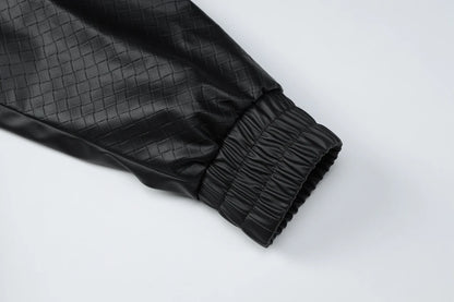 Dulzura 2025 Autumn Fashion Casual Turn-Down Collar Long Sleeve Zipper Slim Woven Leather Jacket Party Club Street Style Clothes