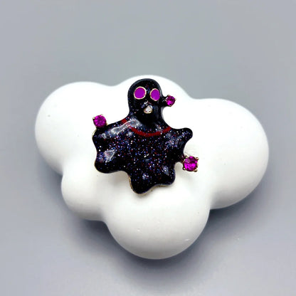 EtherealBe Halloween brooch pins featuring a spooky ghost design with sparkling details