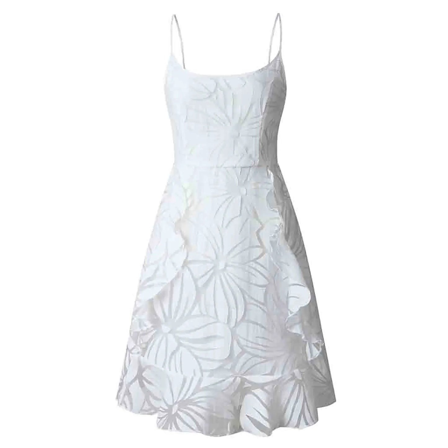 Womens White Floral Jacquard Short Dress Summer Suspender Backless Tunic Mini Dress Sexy Clubwear Party Bodycon Dress vestido