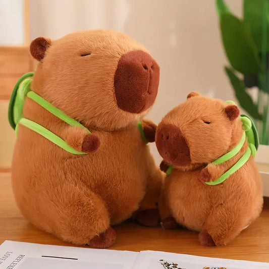 23-45cm Capybara Plush Toy Simulation Capybara Stuffed Animals Plushie with Turtle Schoolbag for Kids Birthday Christmas Gift