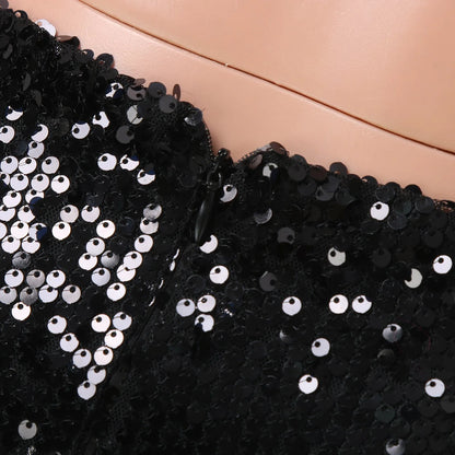 Mini Skirt For Hot Girl Women'S High Waist Sequin Feather Patchwork Wrap Hip Bodycon Mini Skirt Party Club Skirts With Zipper