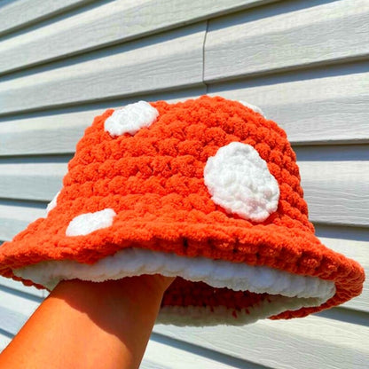 Halloween Crochet Fisherman Hat Soft Bucket Hat  Handmade Mushroom Hat Women Children Hat Novelty Photoshoots Hat M6CD