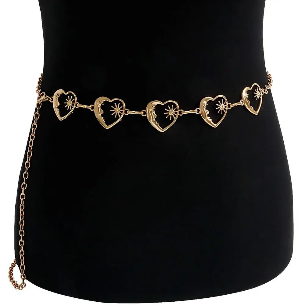 Punk Hip Hop Style All-match Waist Chain Sun Vintage Metal Womans Belt For Dress Vintage High Waist Chain Belt for Women
