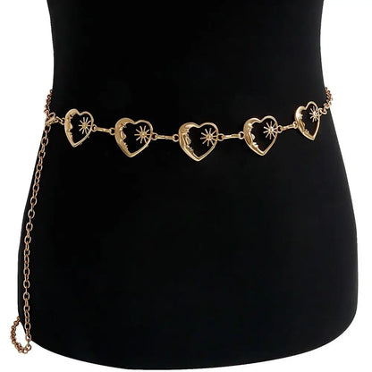 Punk Hip Hop Style All-match Waist Chain Sun Vintage Metal Womans Belt For Dress Vintage High Waist Chain Belt for Women
