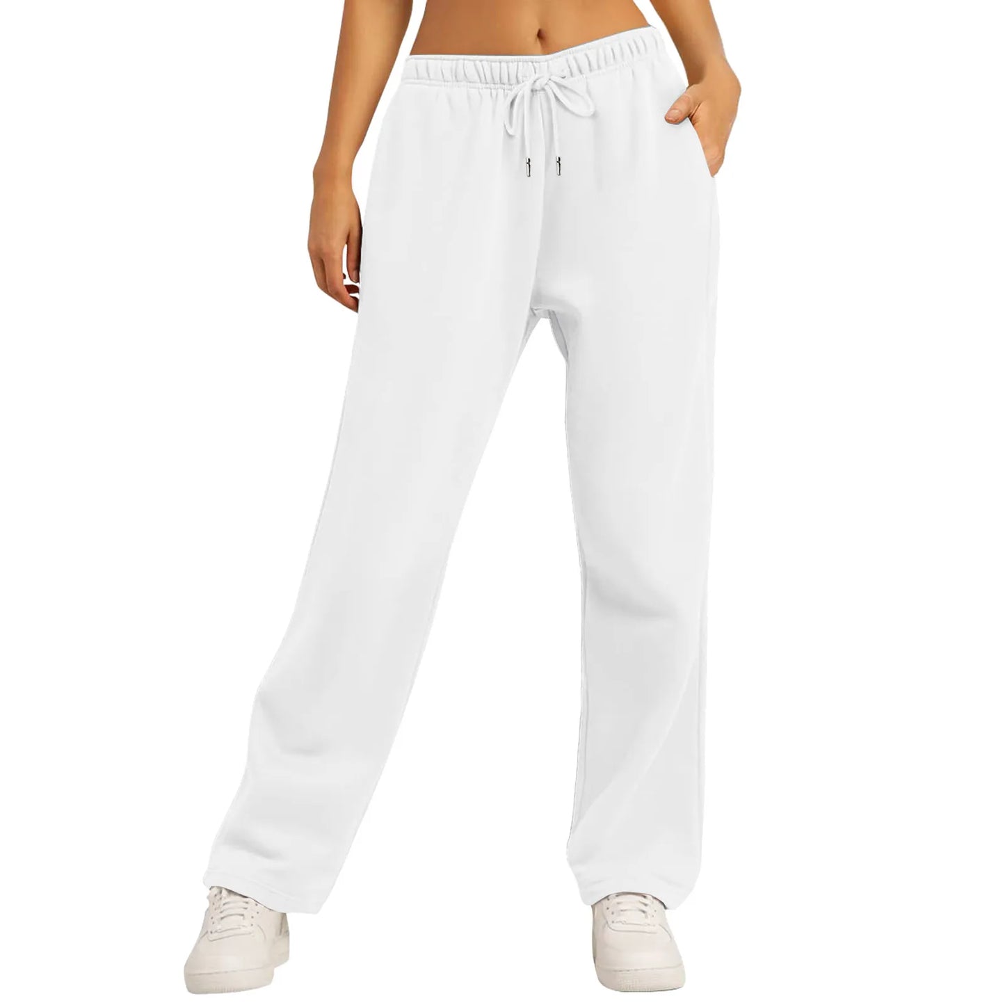 Women’s Drawstring Sweatpants Wide Straight Leg Pants Solid Color Sweatpants Casual Pants For Women 2024 Spring Emale Clothes