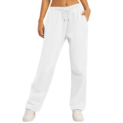 Women’s Drawstring Sweatpants Wide Straight Leg Pants Solid Color Sweatpants Casual Pants For Women 2024 Spring Emale Clothes