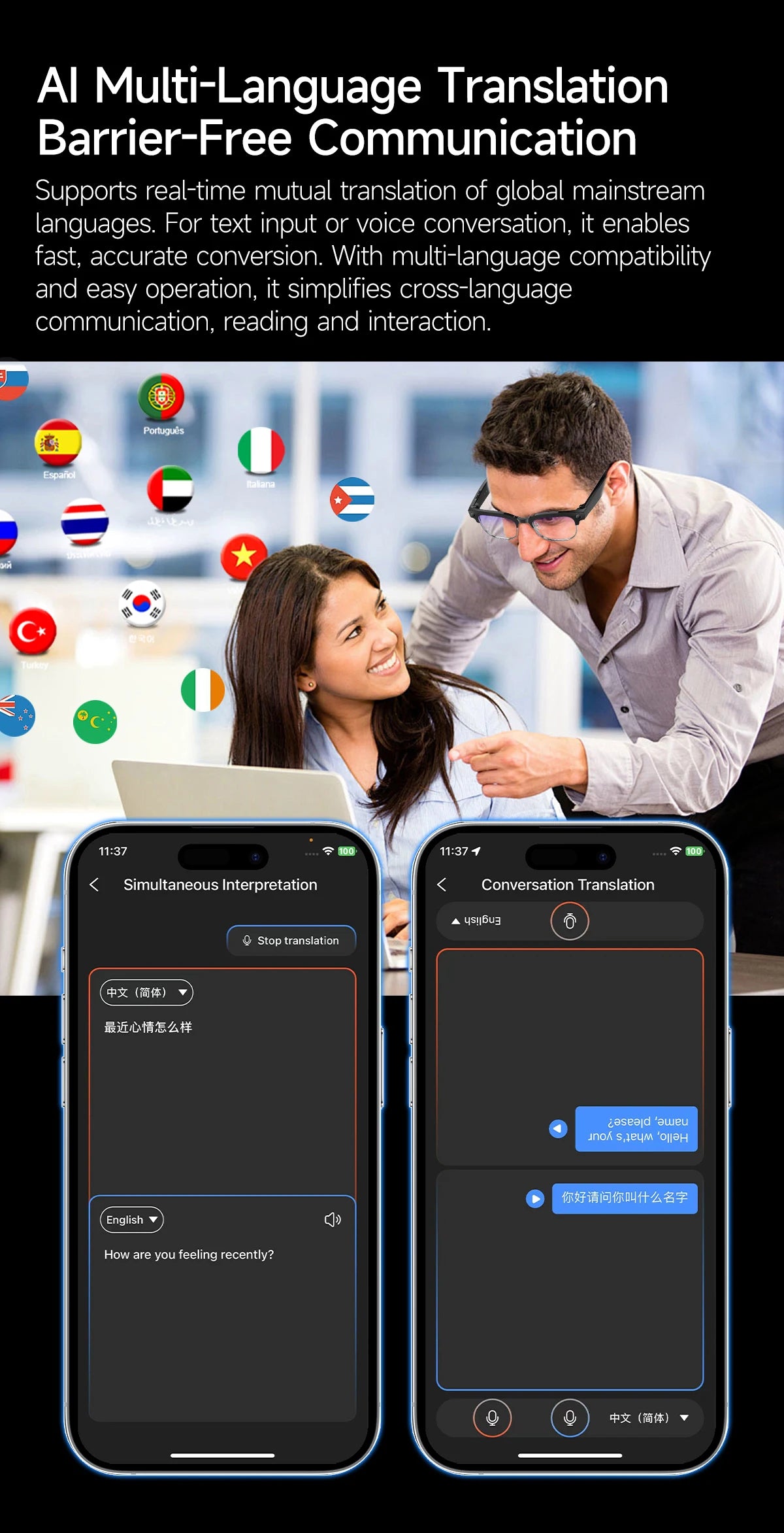 2026 New Upgrade Smart Glasses With Camera Video Recording AI Photo Recognition Bluetooth Call Translation Voice Sunglasses Men