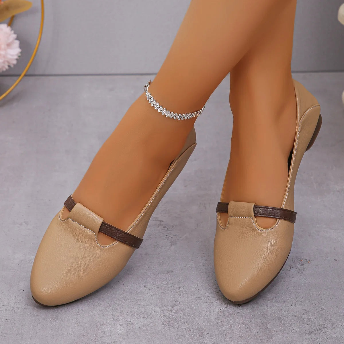 Women's Shoes 2024 Hot Sale Shallow Women's Flats Fashion Pointed Toe Dail Flats Women High Quality Plus Size Flat Low Heels