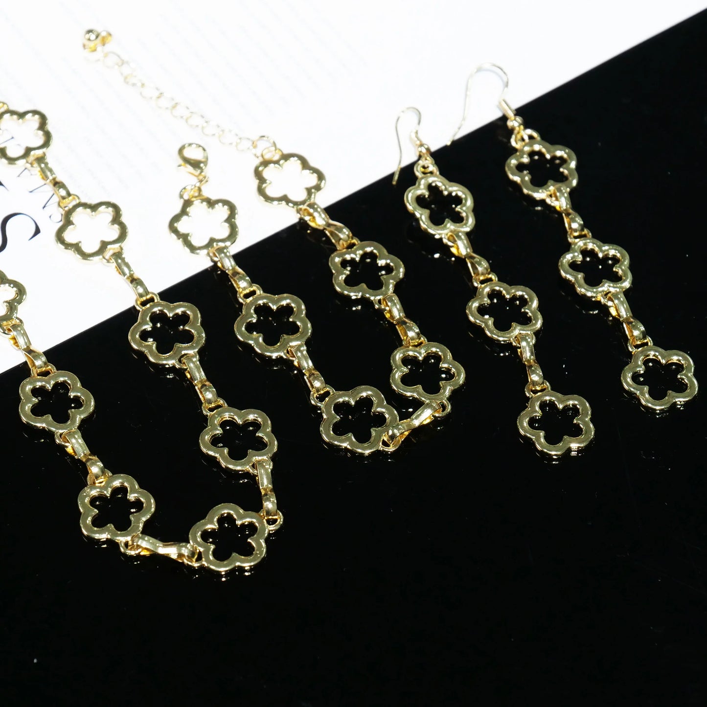 Minority Japanese Korean style women's bracelet jewelry set Mori Mori plum flower design long necklace fringe earrings