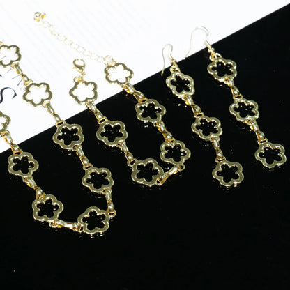 Minority Japanese Korean style women's bracelet jewelry set Mori Mori plum flower design long necklace fringe earrings