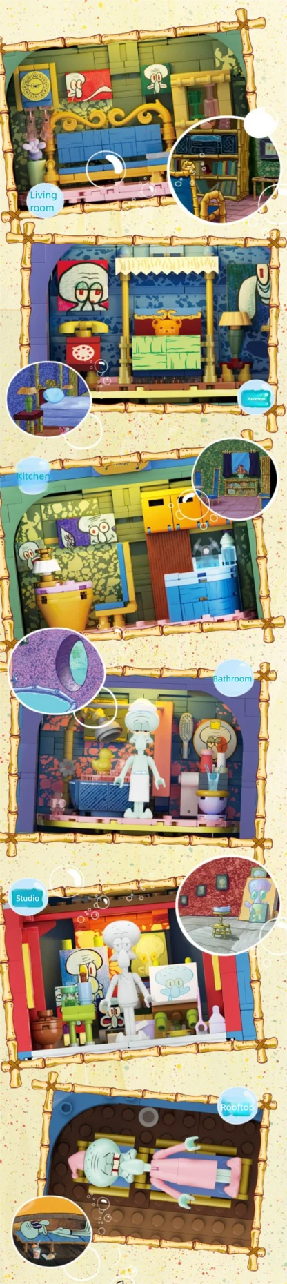Spongebob Cartoon Krusty Krab Restaurant Building Blocks Creative Canteen Scenes Model Bricks Desktop Ornaments Toy For Kid Gift