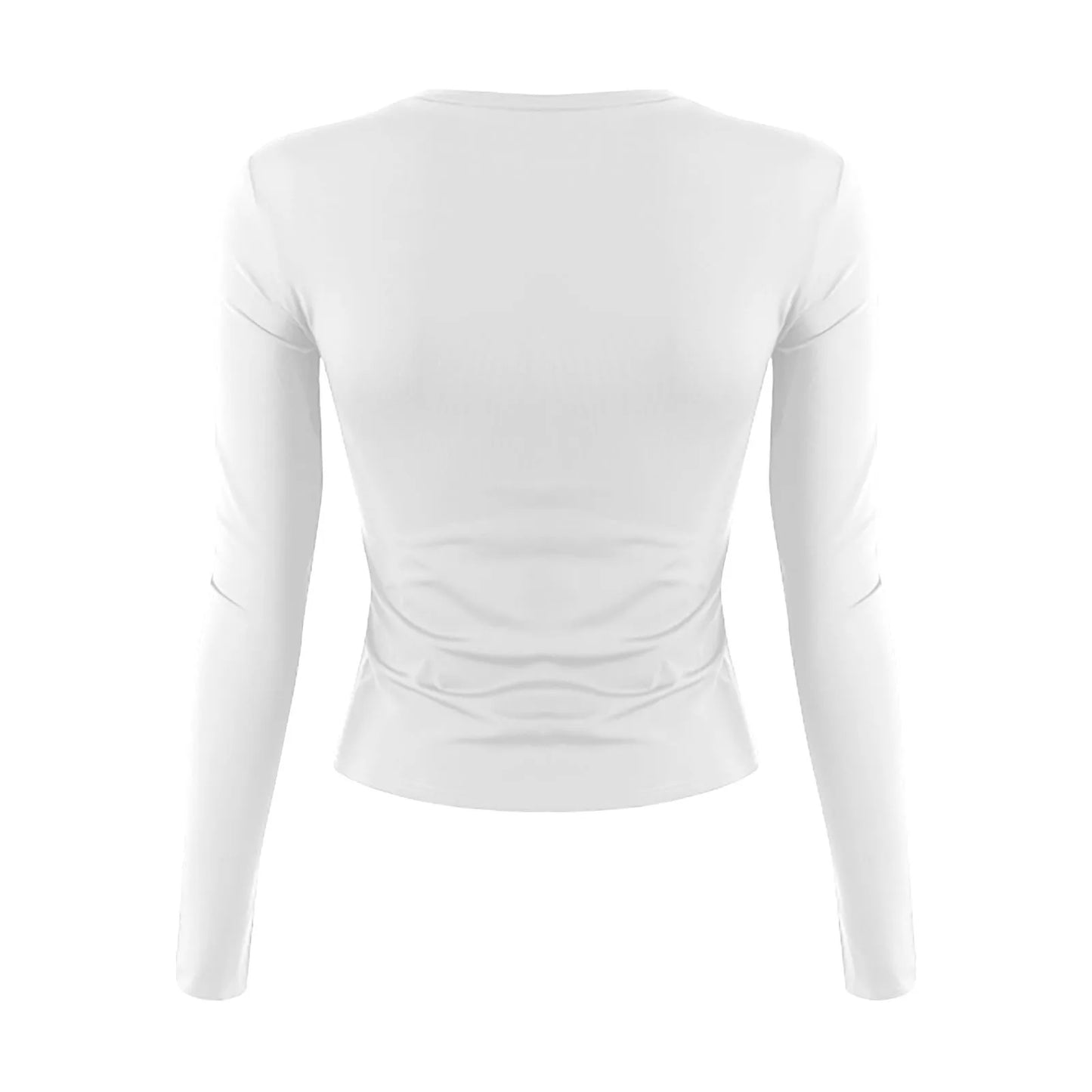 Cotton O Neck Long Sleeve Shirt Women Sexy Cropped Tops 2025 Autumn Black Casual Skinny Slim Basic Woman T Shirts White Clothing