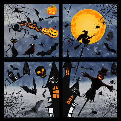 Halloween Decorations Window Clings Halloween Window Stickers Bat Skull Skeleton Stickers Halloween Window Decor for Glass Wall