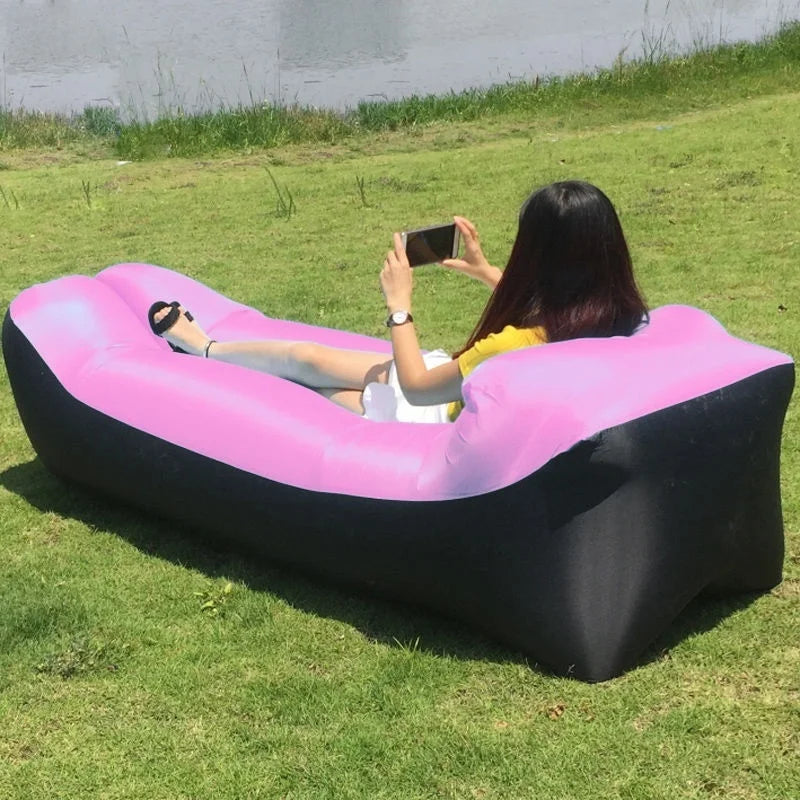 Portable Camping Lazy Inflatable Sofa Air Cushion PVC Lounger Seat Bean Bag Lounge Air Mattress Domestic Outdoor Ultralight Mat