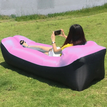 Portable Camping Lazy Inflatable Sofa Air Cushion PVC Lounger Seat Bean Bag Lounge Air Mattress Domestic Outdoor Ultralight Mat
