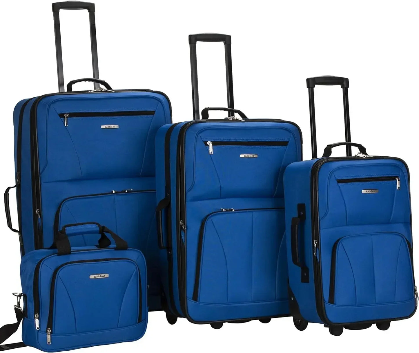 Softside Upright Luggage Set,Internal Retractable Handles Expandable, Charcoal, 4-Piece (14/19/24/28)，Expandable Luggage