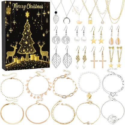 Christmas Countdown Calendar 24 Days Christmas Decorative Countdown Advent Calendar Necklace Bracelet Earrings Christmas Gifts