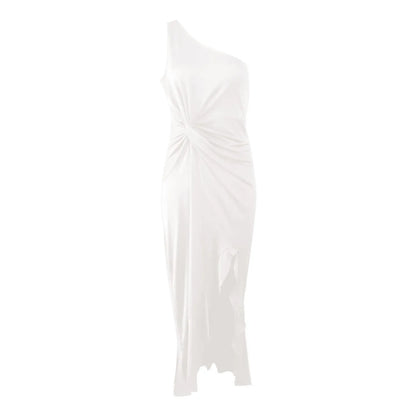 Ladies Sexy Slash Neck Ruched Evening Dresses Women Irregular Ruffles Formal Dress Slim Bodycon Solid Prom Dresses Evening Party