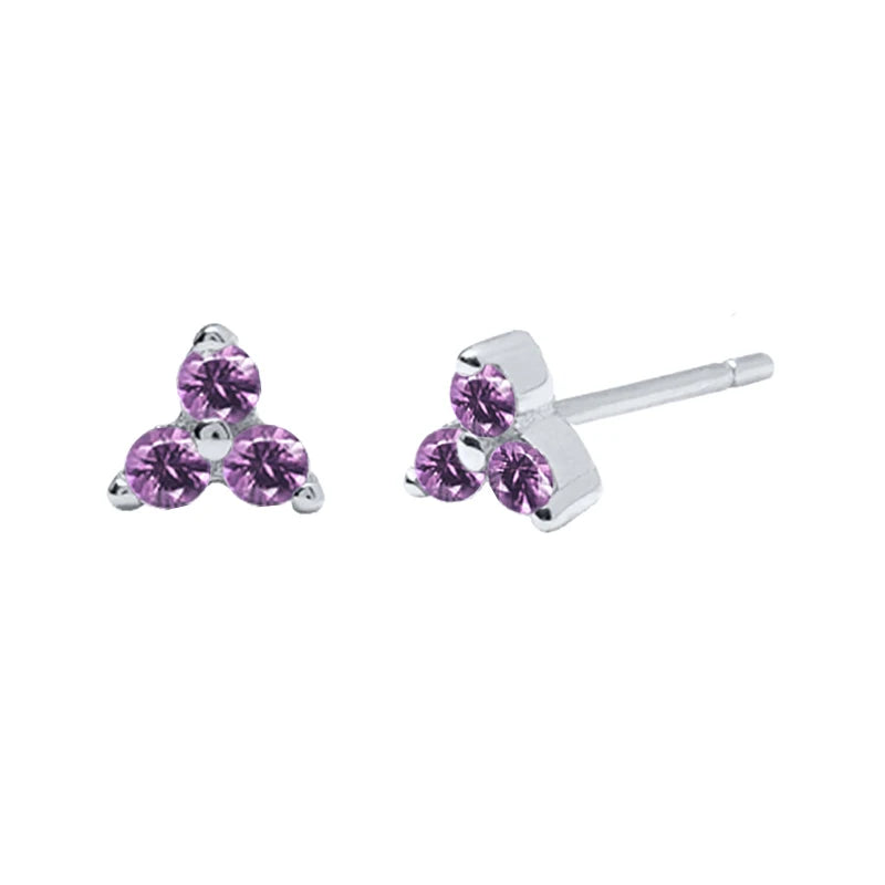 925 Sterling Silver Needle Small Geometry Triangle Crystal Stud Earring for Woman Lovers' Couples Bling Simple Piercing Earrings