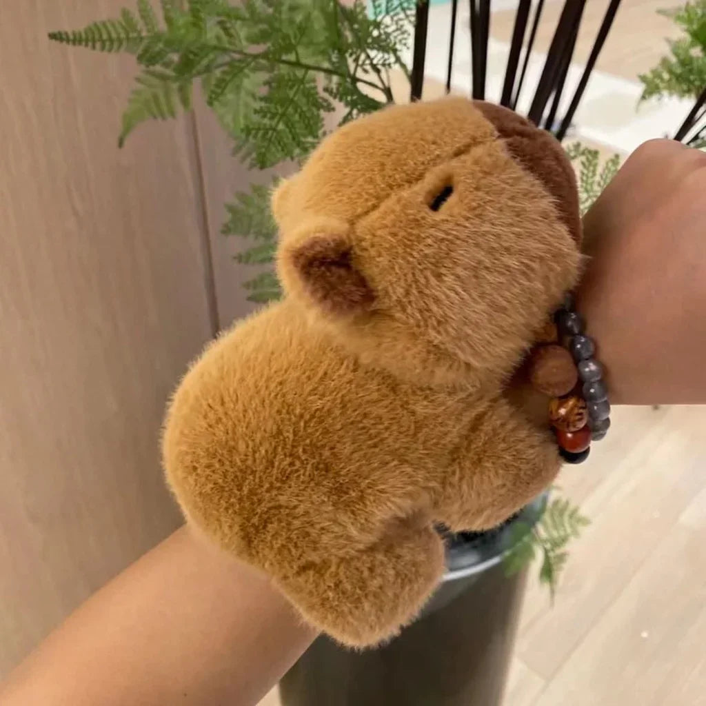 New Capybara Clap Circle Toys Slap Snap Wrap Wristband Bracelet Capybara Plush Hand Ring Fun Pop Circles Kids Christmas Gift