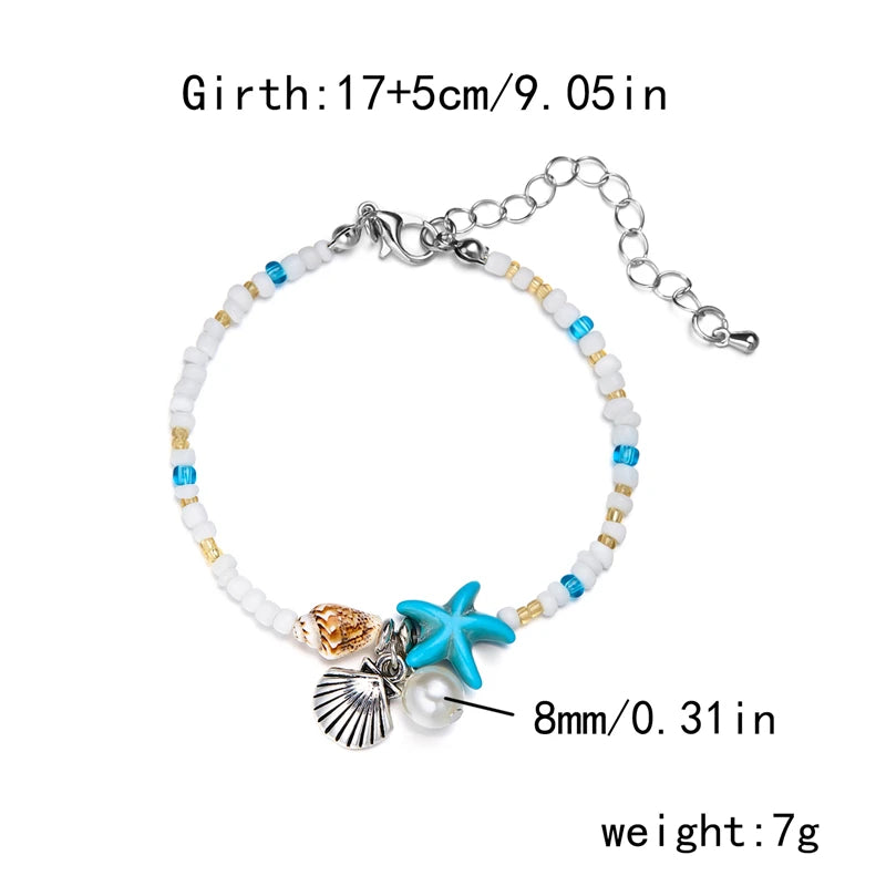 EtherealBe Bohemian Beach Bracelet with Seashell and Starfish Charms for a Summery Look