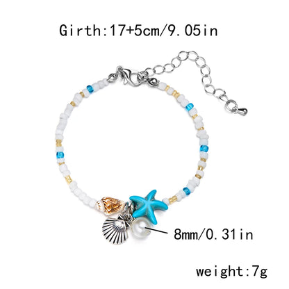 EtherealBe Bohemian Beach Bracelet with Seashell and Starfish Charms for a Summery Look