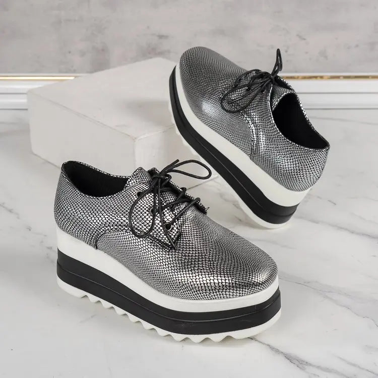 Women's Platform Wedge Heeled Shoes Casual Lace Up Outdoor Shoe Comfortable High Heel Sneakers Low Top Sneaker Thick Sole