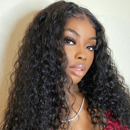 Lafino Curly Lace Front Human Hair Wig Deep Wave Wigs Water Wave Lace Front Wig Wig 13x6 Lace Hd  13x4 Lace Frontal Black Wig