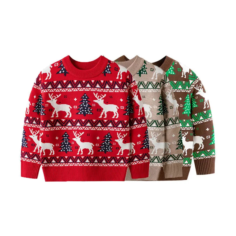 Girls Boys Christmas Winter Elk Pullover For Kids Childrens Toddler Warm Knitted Pullover Baby Clothes