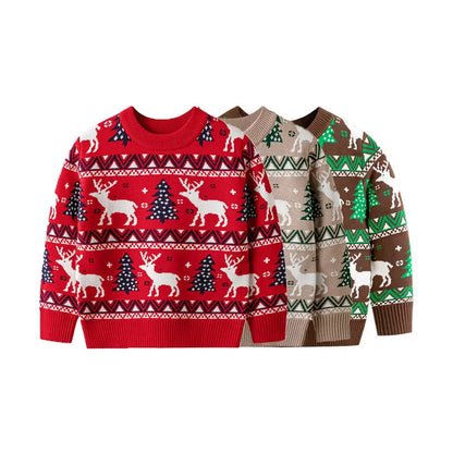 Girls Boys Christmas Winter Elk Pullover For Kids Childrens Toddler Warm Knitted Pullover Baby Clothes