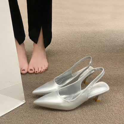 EtherealBe Mid Heel Pointed Toe Slingback Shoes
