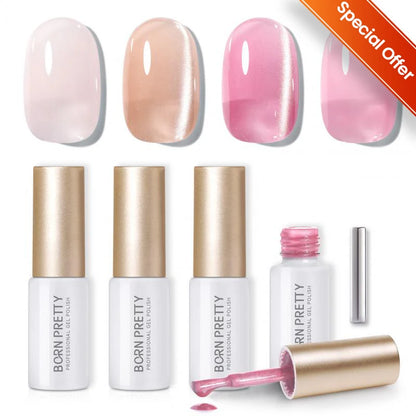 BORN PRETTY 7ml Glitter Gel Nail Polish Set Sparkly Shiny Gold Silver Pink Glitter Gel Polish Kit Winter Christmas Gift Box