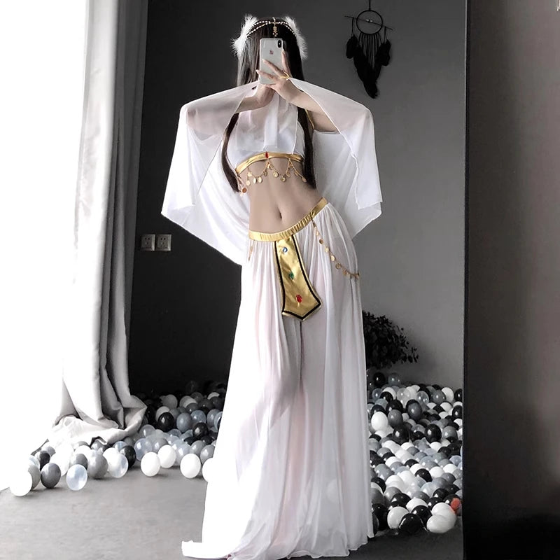 Role Playing Sexy Western Dance Girl Aladdin Peacock Princess Greek Goddess Costume Hot Egyptian Exotic Costume Performance Set