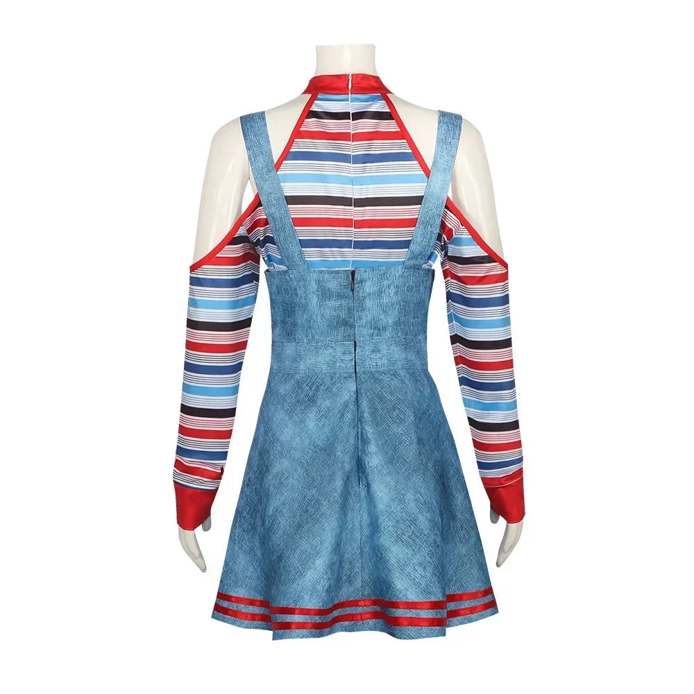 Chucky Doll Cosplay Costumes Women Outfit Adult Girls Fancy Dresses Horror Ghost Doll Clown Halloween Carnival Costume