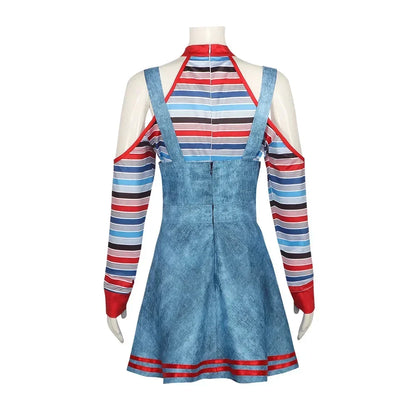 Chucky Doll Cosplay Costumes Women Outfit Adult Girls Fancy Dresses Horror Ghost Doll Clown Halloween Carnival Costume
