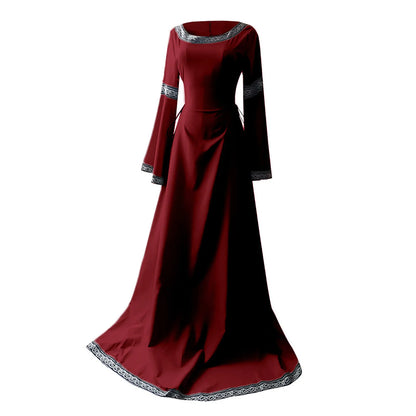 Medieval Gothic Cosplay Costumes for Women Halloween Carnival Party Performance Long sleeve Middle Ages Renaissance Dresses