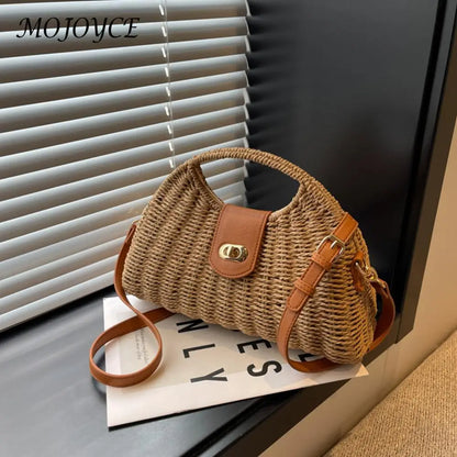 Women Crossbody Bags Handmade Summer Woven Shell Hand-Woven Bag Fashion Holiday Casual Simple Elegant Lady Beach Purse