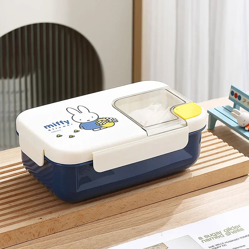 Kawaii Miffy Stainless Steel Divided Lunch Box Water Heated Student Lunch Box Cartoon Children's Lunchbox Christmas Gift Toys