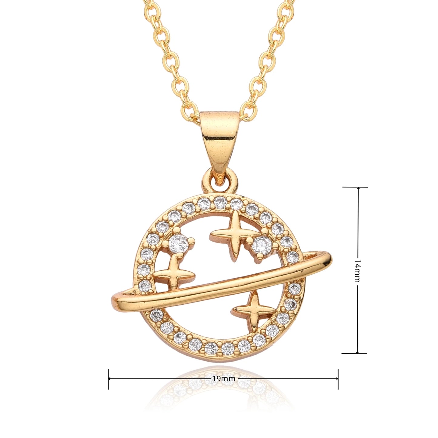Y2K Gold Color Saturn Charms Micro-inlaid CZ Necklace for Women Planet Choker Chain Pendant DIY Jewelry Christmas Gift Wholesale