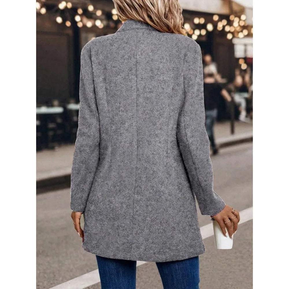 Women's winter coats; solid-color women's winter tops; mid-length, elegant and comfortable long-sleeved cardigans for women